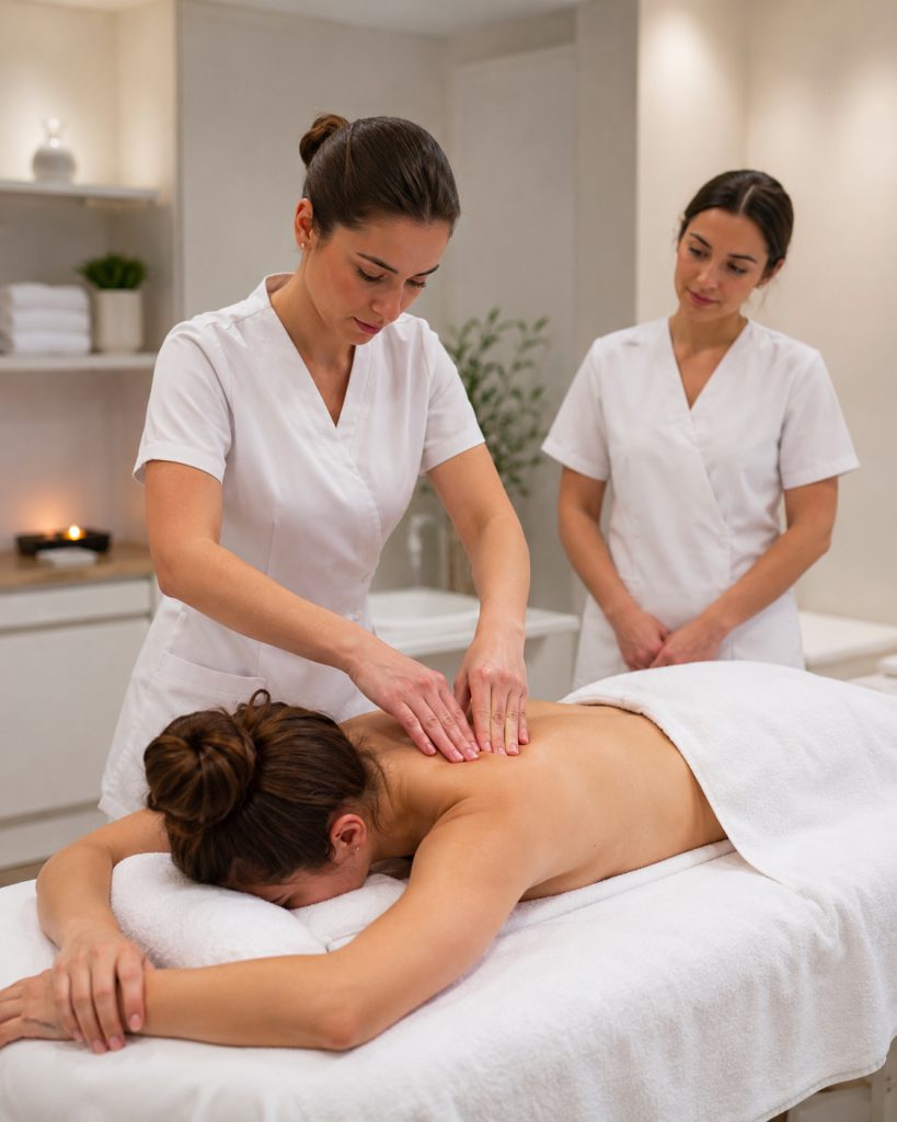 Corso di massaggio corpo professionale con esercitazione pratica su modella presso VB Beauty Lab a Catania