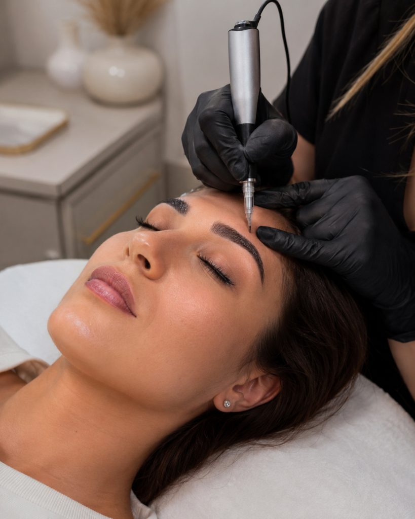Trattamento professionale Remover TPS per la rimozione progressiva del trucco permanente alle sopracciglia, eseguito in istituto estetico a Catania.